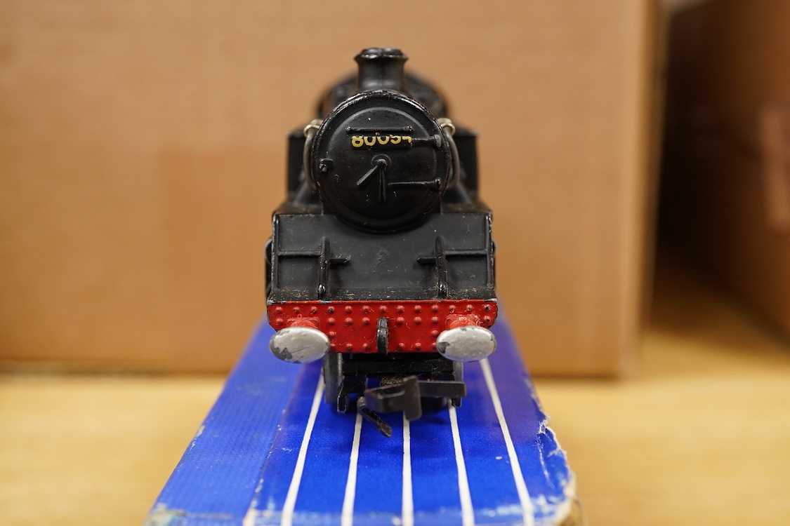 A collection of Hornby Dublo railway for 3-rail running, including two locomotives; an LMS Duchess of Athol 4-6-2, locomotive box, tender unboxed, and a boxed BR Standard Class 4 2-6-4T, 80054, together with five boxed b